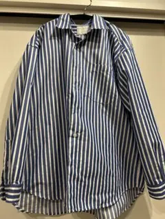 MANUAL ALPHABET 青白ストライプ長袖シャツ