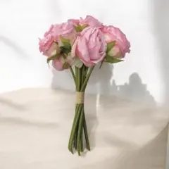 핑크 로즈 인공 꽃 부케 사전 촬영 테이블 장식
