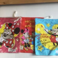 お買い得ディズニー巾着袋3点セット　ミッキー　ミニ
