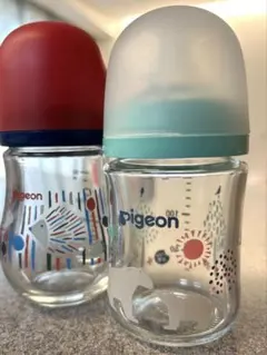 pigeon 哺乳瓶 2本セット 動物柄