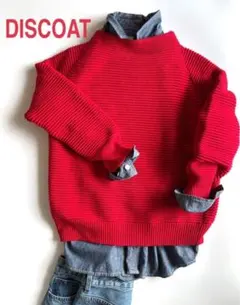 美品★Discoat ディスコート ざっくりニット　 ボトルネック L　赤色