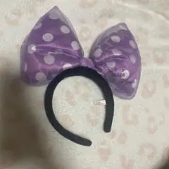 ミニー紫色の水玉カチューシャ