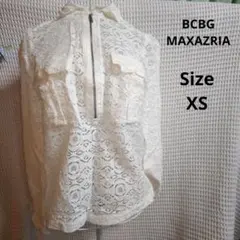 【かわいい☆BCBGMAXAZRIA】白　レース　ジップ　ブラウス　サイズXSのサムネイル