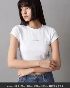 【新品】Calvin Klein　モノグラム ロゴ ベイビーTシャツ　XS　白のサムネイル