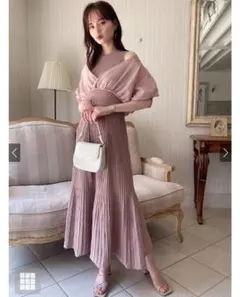 シアークロップド丈トップスメプリーツワンピースセットアップ