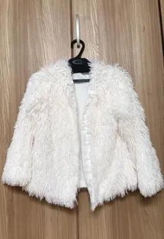 フェイクファー ジャケット ホワイト 10Y 女の子 ふわふわ アウター