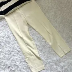PLST テーパードパンツ S ホワイトパンツ美脚　プラステスラックス　オフィス