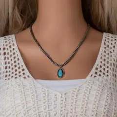 ターコイズカラーネックレスユニセックス　ナバホ　インディアンジュエリー　アメカジ