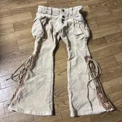 バナナチップス ベージュ パンツ 紐リボン 100