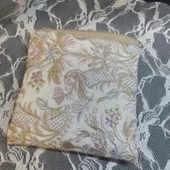 10センチファスナー　インド刺繍リボンフラットポーチ