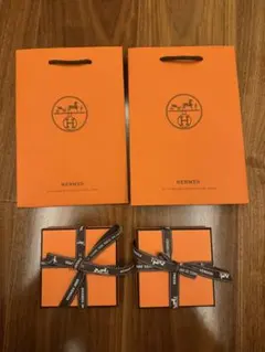 HERMES ギフトボックス 紙袋 リボン付き 小2つ