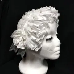 ヘッドドレス ハンドメイド 純白 パール バブみ ボンネット