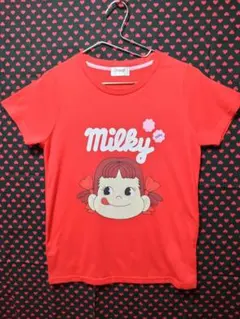 不二家ペコちゃん☆ミルキー半袖Tシャツ 朱色 M ☆新品未使用のサムネイル