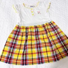 MIKI HOUSE 半袖　100サイズ チェック柄　切り替え　ワンピース