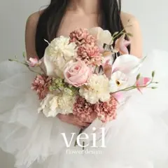 ウェディングブーケ　造花　結婚式　前撮り　ピンク　白　ホワイト　披露宴　挙式