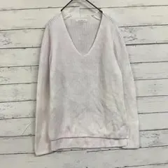 ギャルリーヴィー ニット セーター かぎ針編み 長袖 深めＶネック 綿100%