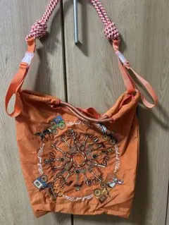 ball&chain 馬刺繍入りオレンジエコバッグ　ストラップ付き（別売り）