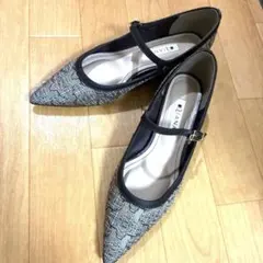 ダイアナ　パンプス　フラット　ポインテッドトゥ　　モノグラム柄