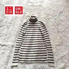 D4❤️専用❤️【ユニクロ】リブニット　長袖　タートルネック　ボーダー　伸縮性