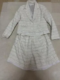 ホワイト ツイード ジャケット スカートセットアップ