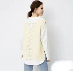 GUジーユー/バックレースアップニットベスト L