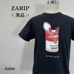 【美品】ザリップ 半袖Tシャツ ザリガニプリント 缶詰イラスト L ブラック