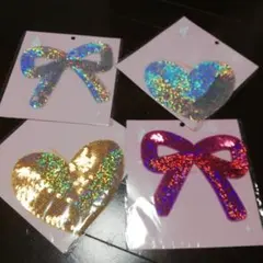 Bigサイズ☆お得！おまけつき！サイズ大きめキラキラスパンコールの大きめワッペン