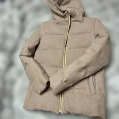 FAD3 サイズS フェザー フード付きダウンジャケット ベージュ ユニセックス