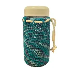 ハンドメイド ペットボトルカバー 280ml ミニサイズ 編み物 ブルー 青