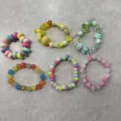 カラフルビーズブレスレット6個セット