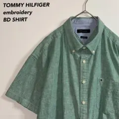 刺繍ロゴTOMMY HILFIGERトミーヒルフィガー ボタンダウンシャツ半袖