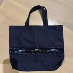 ジョリコムアンクール　ナイロン　車刺繍 ネイビーレッスンバッグ