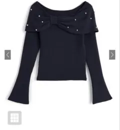 リボンパールニットトップス[dr830]ネイビー