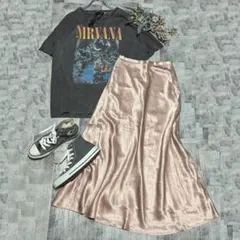 【CITYSHOP】　メタルリックピンク　光沢マーメイドスカート