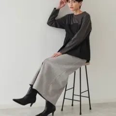 OPAQUE.CLIP ビスチェドッキングカットソー　トップス　黒　春　Lのサムネイル