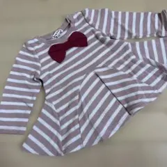 エニィファム　ストライプ リボン付き 長袖トップス 90cm