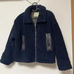 アウター ネイビー ボアジャケット ショート丈　ボアブルゾン