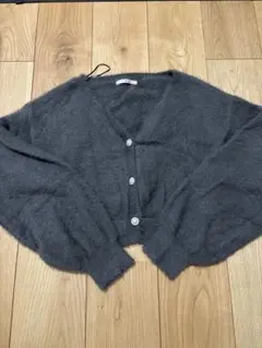 グレーラメシャギーニットカーディガン