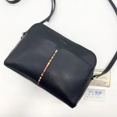 現行✨ポールスミス　ショルダーバッグ　インセット　マルチストライプ　レザー　紺