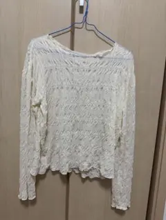 셔링 가공 긴팔 컷소우 아이보리