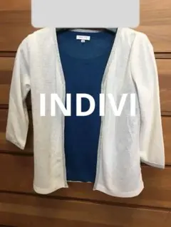 indivi 白七分袖カーディガン 白シルバー インディヴィのサムネイル
