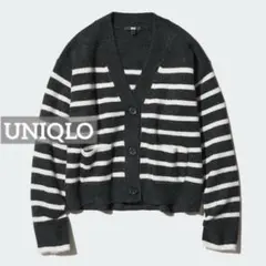 k0039 UNIQLO スフレヤーンVネックショートカーディガン グレー