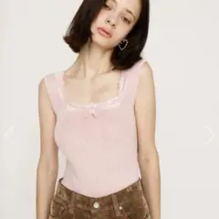 スライ SLY LACE DOCKING RIB TANK ピンク タンクトップのサムネイル