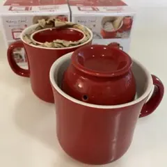 【新品】パール金属 レンジシェフ ご飯も炊けるマグカップ 2個セット レッドのサムネイル