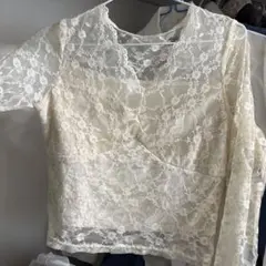花柄レース 長袖トップス オフホワイトのサムネイル