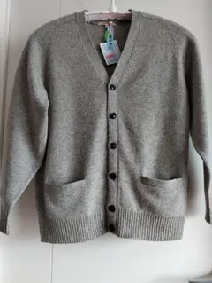 LAMBSWOOL ★メンズ カーディガン　グレー　ラムウール100%