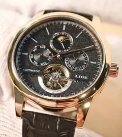 【中古】LIGE トゥールビヨン風 サン＆ムーン(昼/夜表示) 機械式 自動巻き