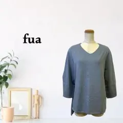 zG1525【L】fua 七分袖 Vネック 両脇スリット 薄手 胸元切替 無地