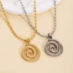 【おしゃれは首元から♪】スパイラルネックレス ゴールド シルバー お得2個セット