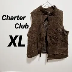 Charter Club 【XL】 ブラウン ベスト フロントジッパー 古着
